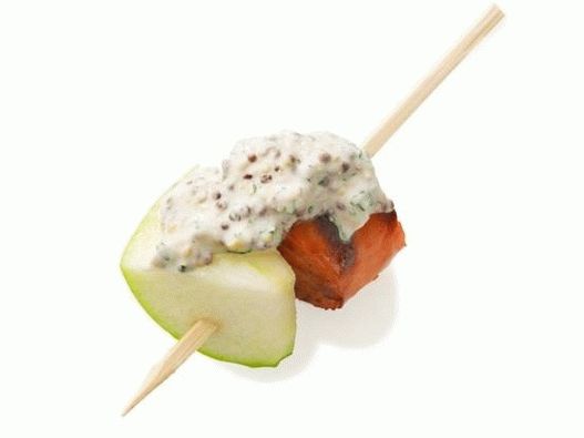 44. Sausage with apple on skewers
