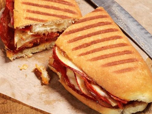 Panini chorizo   and pear
