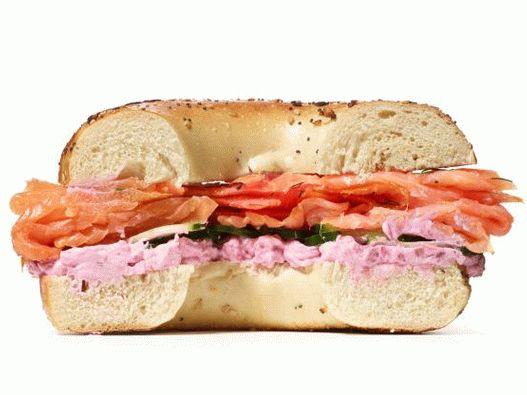 Bagel sandwich with salmon, horseradish and cream cheese (No. 27)