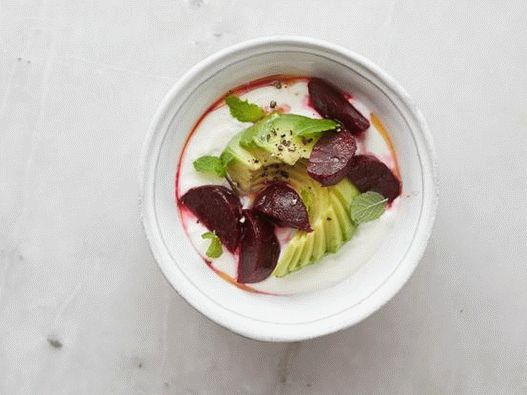 With Beets: Pickled Beets, Avocados and Mint