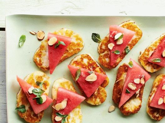 Photo of Watermelon with Fried Halumi Cheese
