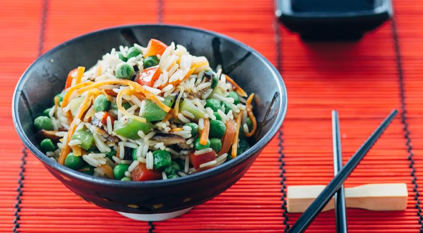 Asian rice with mushrooms