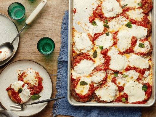 Photo of breaded eggplant baked in tomato sauce