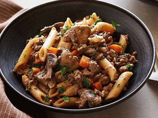 Photo of Beef Stroganoff from ground beef in a pan
