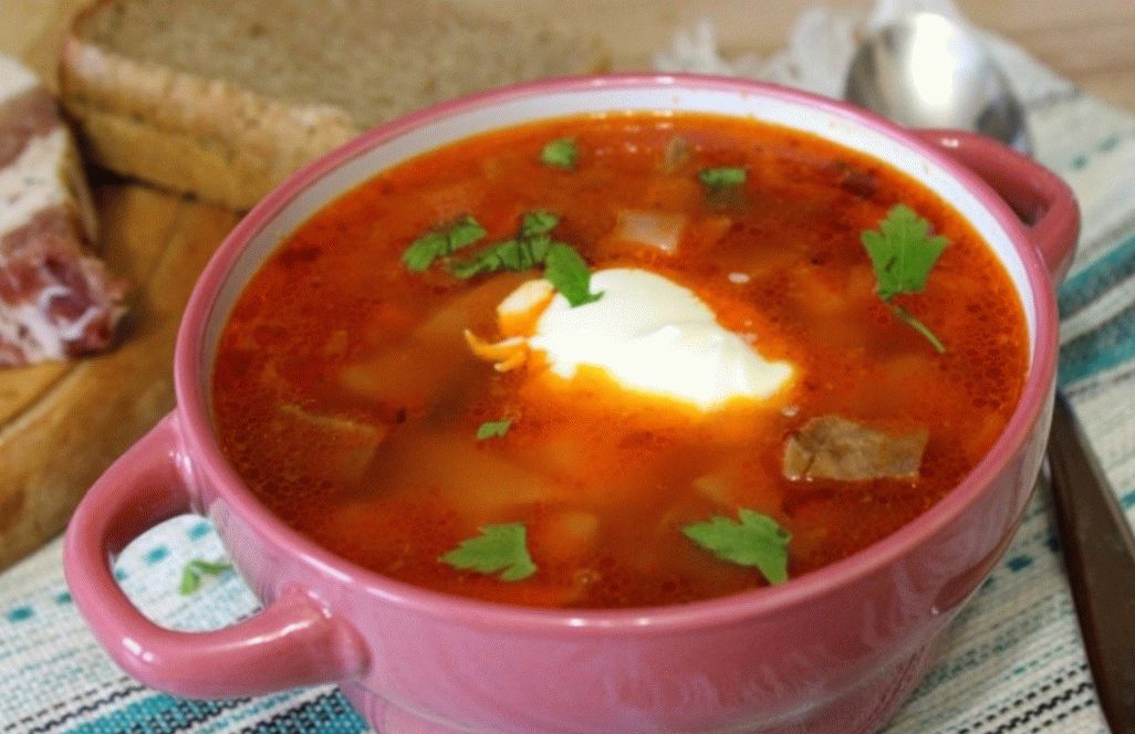 Borsch on a tongue broth