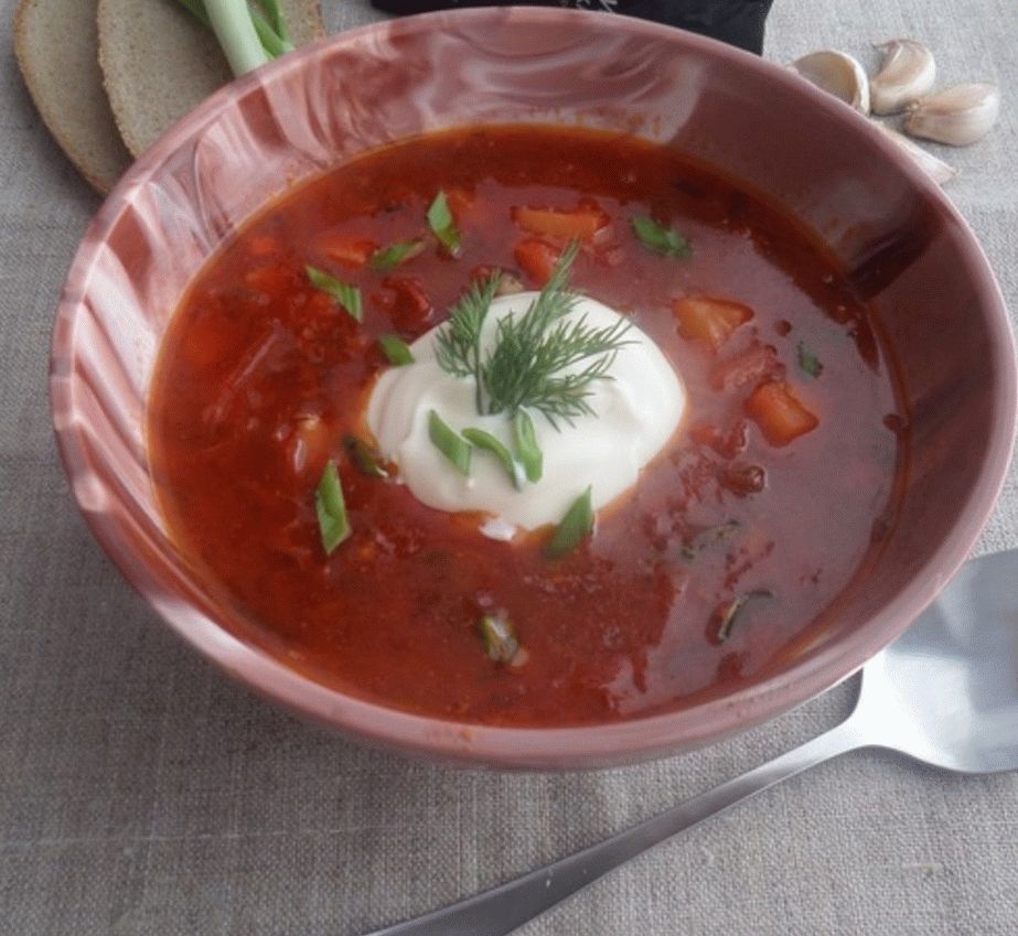 Boyarsky borsch with goose