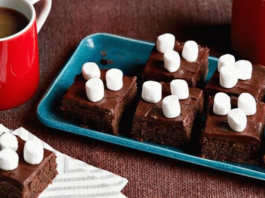 Photo of Brownie with Hot Chocolate and Marshmallow