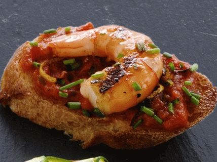 Photo of Bruschett with shrimp and marinara sauce