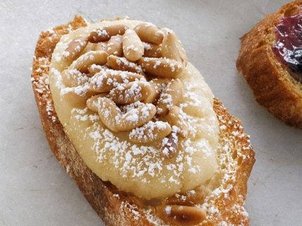 Photo of Bruschett with almond paste and pine nuts