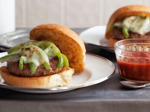 Photo Burger with sweet pepper and sausage forcemeat