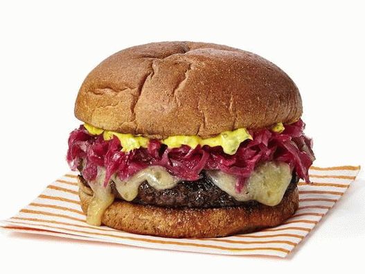 Photo Burgers with Danish meatballs and pickled red cabbage