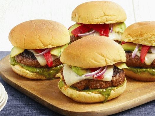 Photo Burgers with Salsa Verde and Pepper Jack Cheese