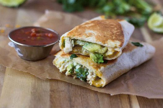 Photo of a Burrito with Chicken and Avocado