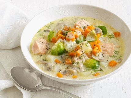 Photo of Chowder with salmon and vegetables