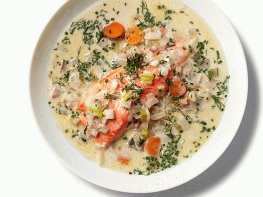 Photo of a Chowder with salmon and dill in a slow cooker