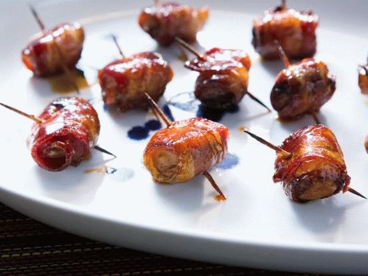 Rumaki marinated in teriyaki sauce