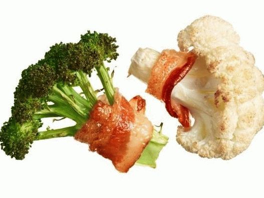 Cauliflower wrapped in bacon