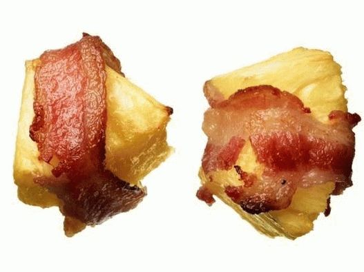 Pineapple wrapped in bacon