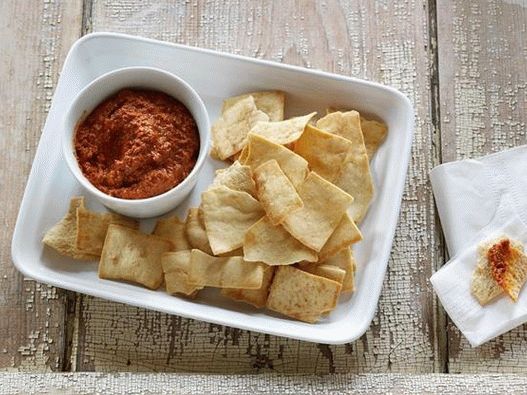 Photo dip sauce of baked peppers and walnuts (Muhammara)