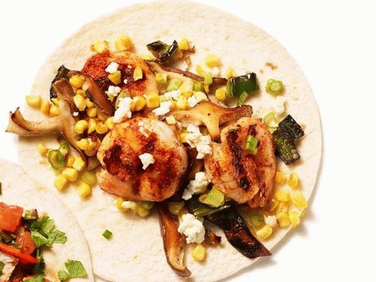 Photo of Fajitas with shrimp, mushrooms and corn