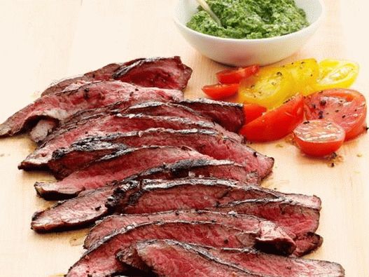 Grilled flank steak photo with capers and anchovies