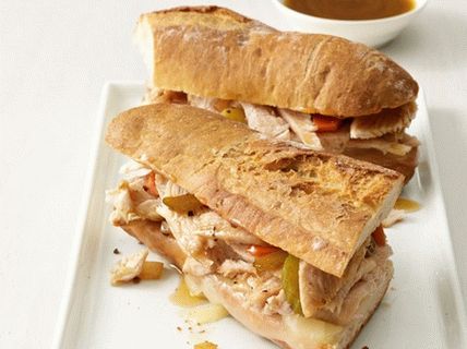 Photo French sandwiches with turkey