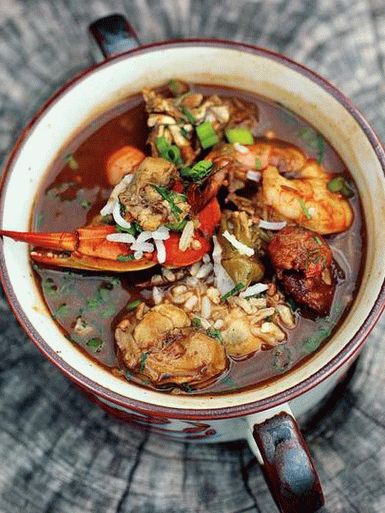 Photo of Gumbo with seafood, sausage and crispy okra