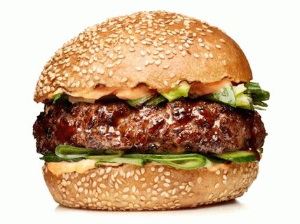 Photo Hamburgers with Cucumbers and Hoisin Sauce