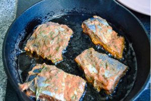 Char in tomato batter