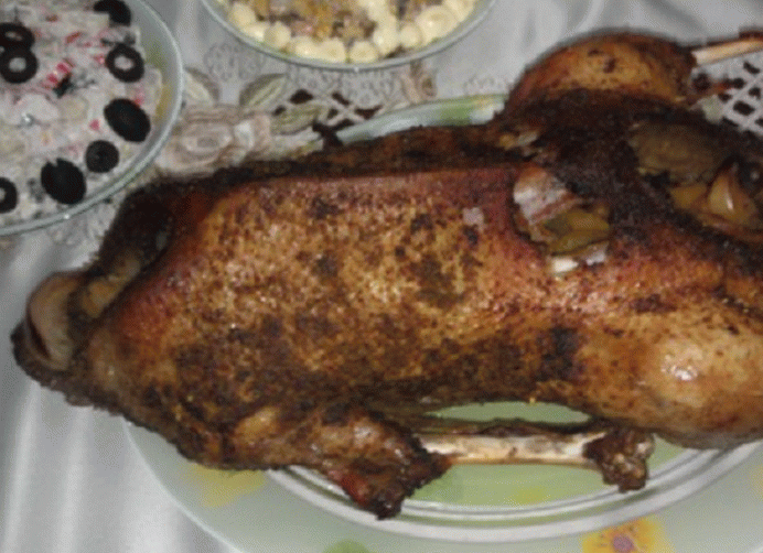 Goose baked in a sleeve