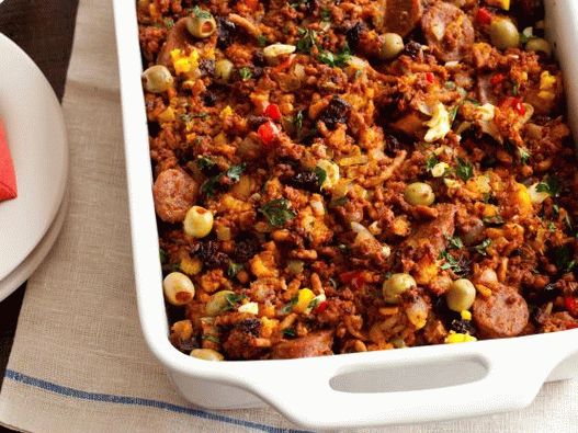 Photo Bread casserole with three kinds of meat
