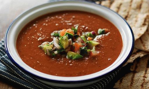 Photo Cold baked sweet pepper soup puree