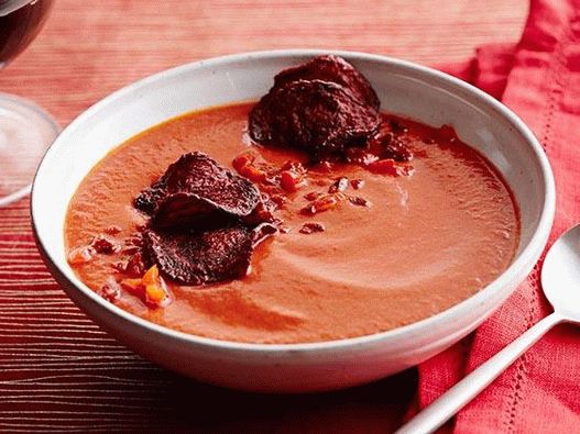 Photo Cold soup of tomato and beetroot puree
