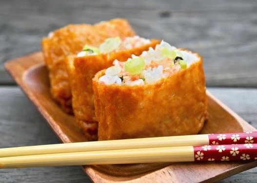 Photo of Inari Sushi - Tofu Stuffed with Vegetables and Rice in Japanese