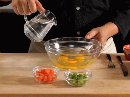 Add water to the eggs
