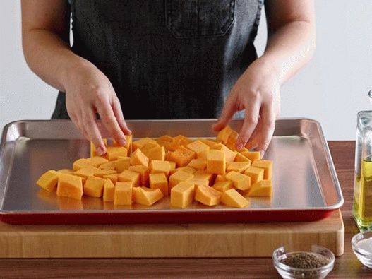 Put the pumpkin on a baking sheet