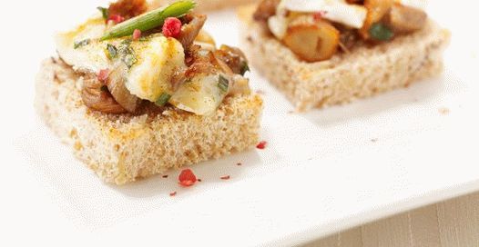 Photo of Canapes with mushrooms and brie cheese