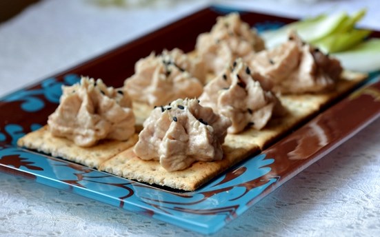 Canapes with tuna paste