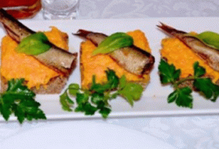 Canapes with sprats