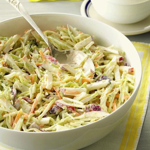 Photo of broccoli cabbage salad in sour-milk dressing