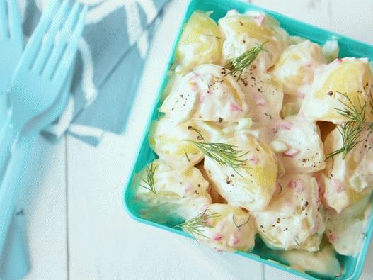 Photo Potato salad with mayonnaise, mustard and dill