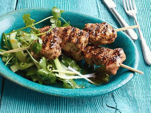 Photo of pork kebab with cumin and chili