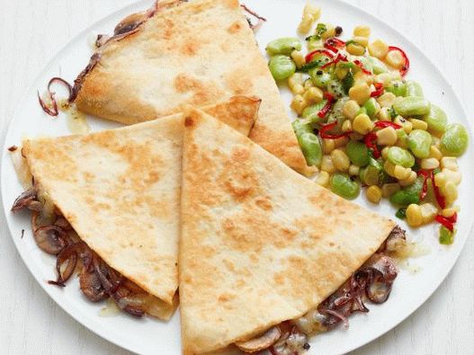 Photo of Quesadilla with sukkotash and mushrooms