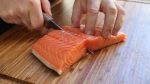 Coho salmon under the marinade