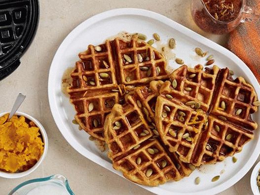 Dish Photography - Pumpkin Waffles with Orange Syrup