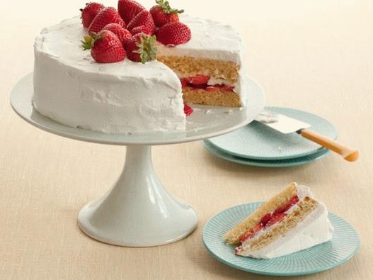 Photo Strawberry cake in the style of an American roadside cafe