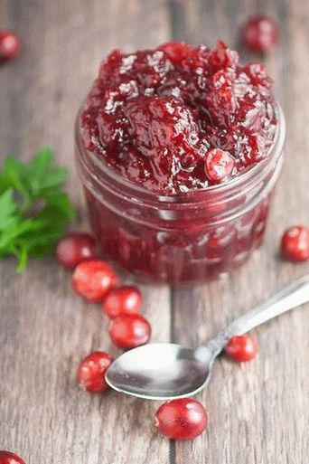 Photo Cranberry dip sauce with apple