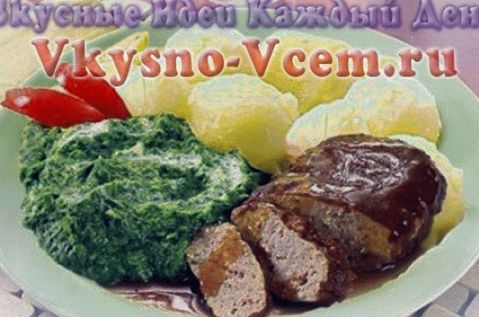 Juicy pork cutlets with spinach sauce