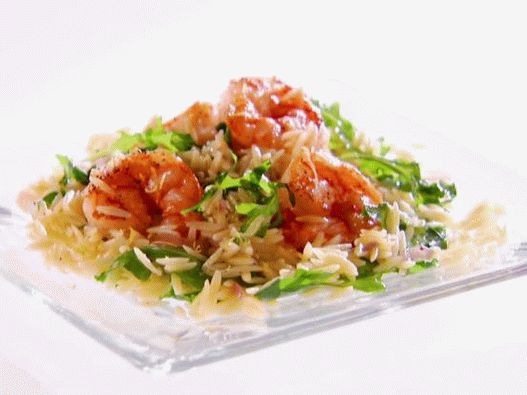 Photo of Shrimp in lemon sauce with orso paste and arugula