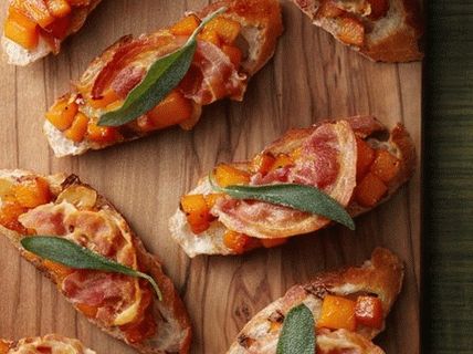 Photo of Crostini with nutmeg pumpkin and pancetta